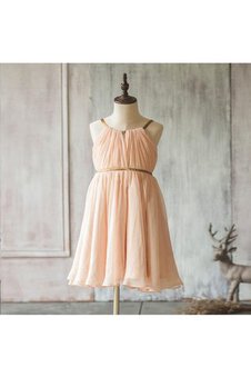 Robe cortège fille courte au niveau de genou de tour de ceinture empire ligne a avec chiffon