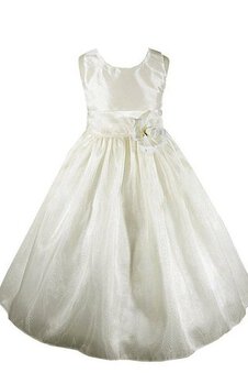 Robe cortège fille plissé en organza encolure ronde avec manche courte textile taffetas