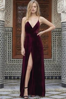 Robe de soirée bandouliere spaghetti textile en velours de princesse spécial ligne a