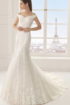 Robe de mariée impressioé boutonné en forme appliques de traîne mi-longue