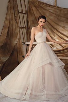 Robe de mariée naturel ruché de mode de bal avec lacets avec chiffon