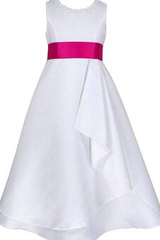 Robe cortège fille manche nulle fermeutre eclair encolure ronde a-ligne avec nœud