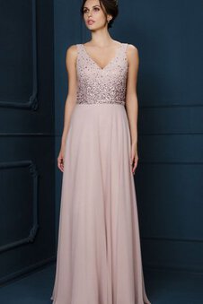 Robe de bal brillant avec perle avec chiffon longueur au ras du sol avec sans manches