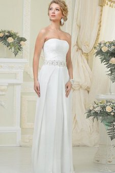 Robe de mariée longue avec chiffon ruché de bustier avec lacets