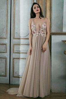 Robe de bal de col en v fermeutre eclair fascinant longue distinguee