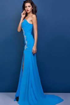 Robe de soirée longue ruché de col en cœur appliques fendue frontale