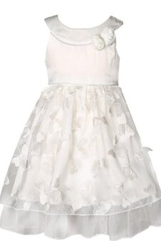 Robe cortège fille avec manche épeules enveloppants avec nœud ligne a decoration en fleur