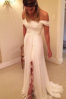 Robe de mariée de lotus manche nulle avec chiffon de traîne courte de princesse