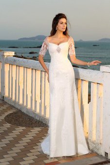 Robe de mariée longue en plage jusqu'au sol de tour de ceinture en haute gaine