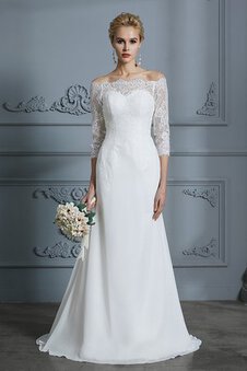 Robe de mariée avec décoration dentelle en chiffon gracieux de sirène naturel