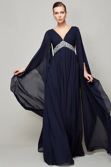 Robe de bal ligne a avec manche longue fermeutre eclair de princesse avec perle