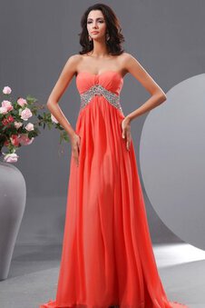 Robe de soirée charmeuse de col en cœur de tour de ceinture en haute avec chiffon a-ligne