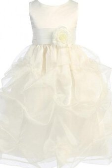 Robe cortège fille ample avec nœud à boucles en satin de lotus de mode de bal