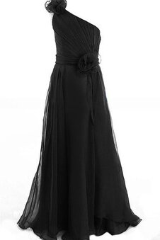 Robe cortège fille plissage manche nulle d'épaule asymétrique avec nœud à boucles a-ligne