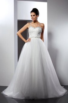 Robe de mariée longue textile en tulle de traîne mi-longue de princesse avec perle