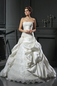 Robe de mariée longue avec perle manche nulle cordon de traîne moyenne