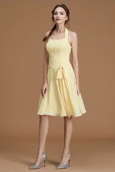 Robe demoiselle d'honneur manche nulle haute qualité en chiffon courte naturel