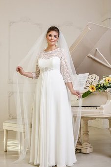 Robe de mariée romantique longue facile en chiffon col en bateau