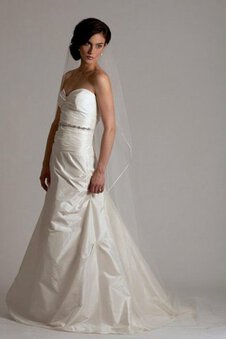 Robe de mariée longue col en forme de cœur jusqu'au sol ruché fermeutre eclair