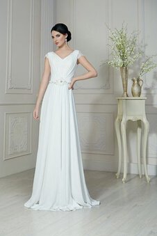 Robe de mariée facile v encolure de lotus ligne a avec manche courte