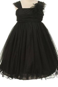 Robe cortège fille plissage textile en tulle a-ligne de tour de ceinture en haute ruché