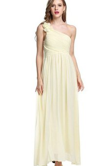 Robe demoiselle d'honneur longue plissage avec chiffon bretelles spaghetti ligne a