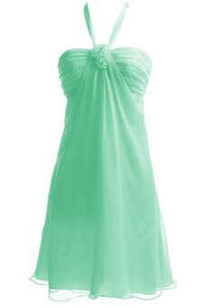 Robe demoiselle d'honneur bref en chiffon avec fleurs ruché de tour de ceinture en haute