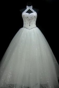 Robe de mariée avec perle noble longueur au ras du sol en tulle de mode de bal