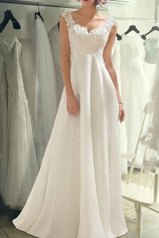 Robe de mariée avec sans manches v encolure fabuleux en chiffon naturel