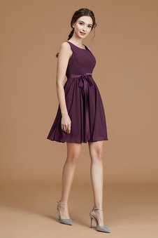 Robe demoiselle d'honneur manche nulle ligne a avec chiffon exquis col en bateau