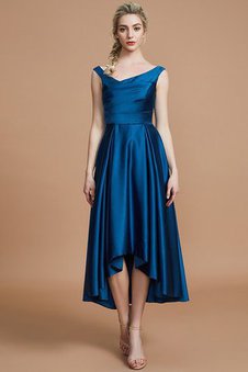 Robe demoiselle d'honneur naturel ligne a de princesse en satin avec sans manches