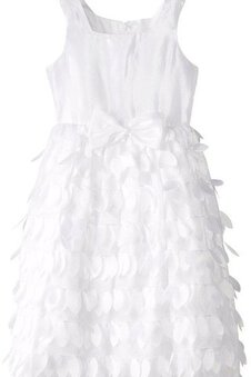 Robe cortège fille naturel bandouliere spaghetti ligne a avec plume jusqu'au mollet