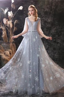 Robe de mariée divin de traîne courte textile en tulle ligne a intemporel