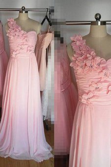 Robe demoiselle d'honneur naturel de princesse manche nulle avec chiffon ligne a