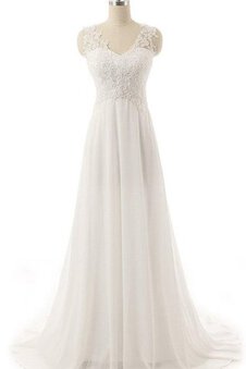 Robe de mariée classique avec broderie appliques avec fleurs col en forme de cœur