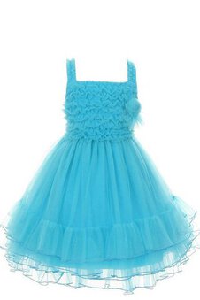 Robe cortège fille plissé avec gradins a-ligne manche nulle bandouliere spaghetti