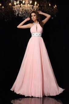 Robe de soirée de princesse a-ligne fermeutre eclair avec fronce manche nulle