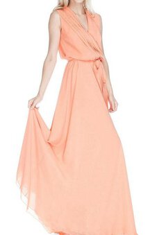 Robe demoiselle d'honneur plissé facile avec ruban avec chiffon ruché