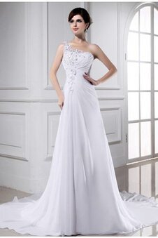 Robe de mariée longue avec perle de traîne mi-longue de princesse cordon