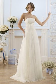 Robe de mariée de traîne mi-longue cordon manche nulle de bustier longueru au niveau de sol