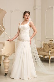 Robe de mariée sexy longue longueru au niveau de sol avec perle manche nulle