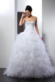 Robe de mariée de mode de bal en organza col en forme de cœur cordon avec perle