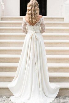 Robe de mariée romantique en dentelle avec manche 3/4 manche nulle fermeutre eclair