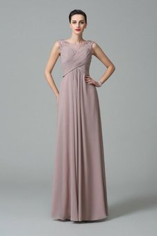 Robe demoiselle d'honneur de princesse a-ligne en chiffon avec zip encolure ronde