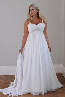 Robe de mariée classique plissage ligne a de traîne moyenne decoration en fleur