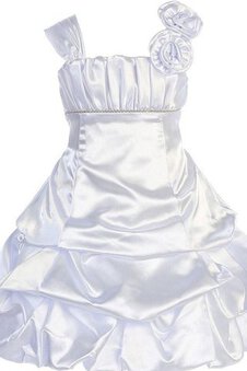 Robe cortège fille de col carré manche nulle jusqu'au mollet de lotus textile taffetas