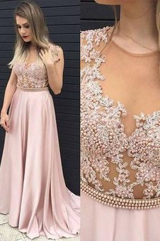 Robe de soirée de princesse a-ligne de tour de ceinture empire v encolure en satin