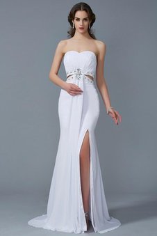 Robe de bal longue naturel de princesse col en forme de cœur avec zip