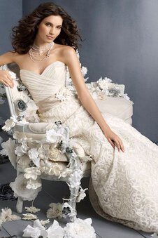 Robe de mariée naturel avec nœud ligne a col en forme de cœur ceinture en étoffe