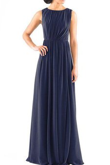 Robe demoiselle d'honneur longue avec chiffon manche nulle ruché longueur au ras du sol